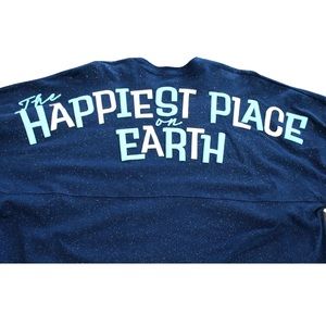 Disneyland 65th Anniversary Happiest Place On Earth Spirit Jersey Glitter Blue L